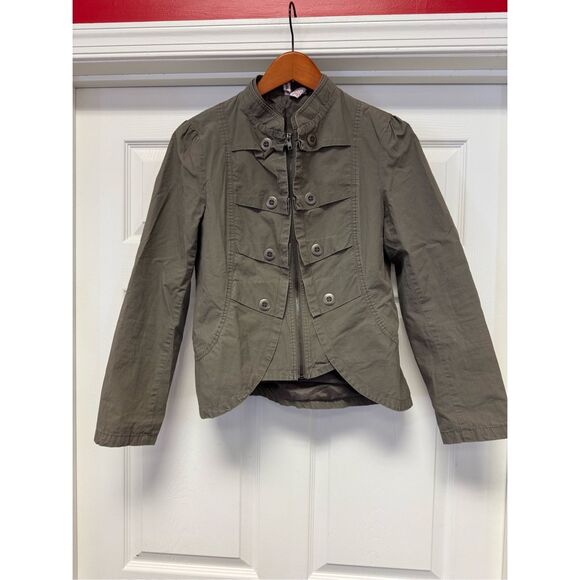 Stella Starr Military Olive Green Tiered Jacket sz L EUC - Picture 1 of 7